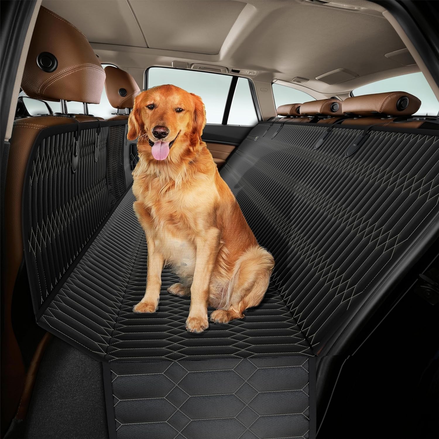 Dog Car Seat Cover. 6-In-1 Dog Hammock for Cars, Trucks & Suvs. Dog Seat Cover for Back Seat with Mesh Window. Waterproof and Nonslip Back Seat Pet Cover for Dogs, Standard Size